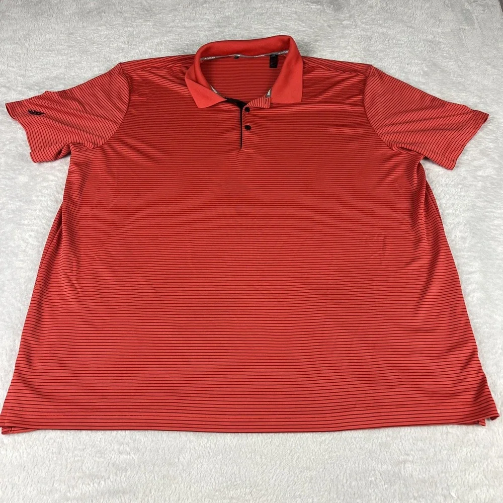 Adidas Men's 2XL‎ Salmon Golf Polo with Blue Stripes